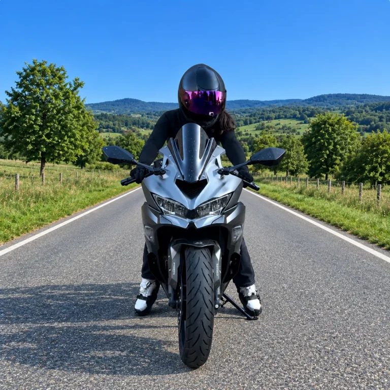Motorista con los dos pies en el suelo